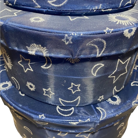 Vtg 3 Pc Celestial Sheer Mesh Stackable Nesting Hat Storage Boxes Moon Stars - Picture 4 of 6